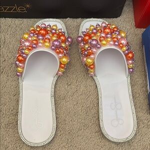 Jessica Simpson Orange Yellow Sandals Embellished